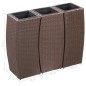 Vasos/floreiras de jardim 3 pcs vime PE castanho