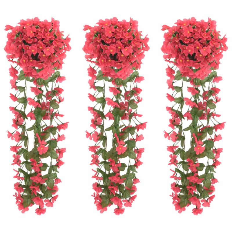 Grinaldas de flores artificiais 3 pcs 85 cm rosa-Coroas de flores e grinaldas-Home Retail