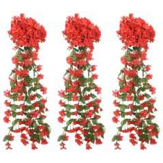 Grinaldas de flores artificiais 3 pcs 85 cm vermelho