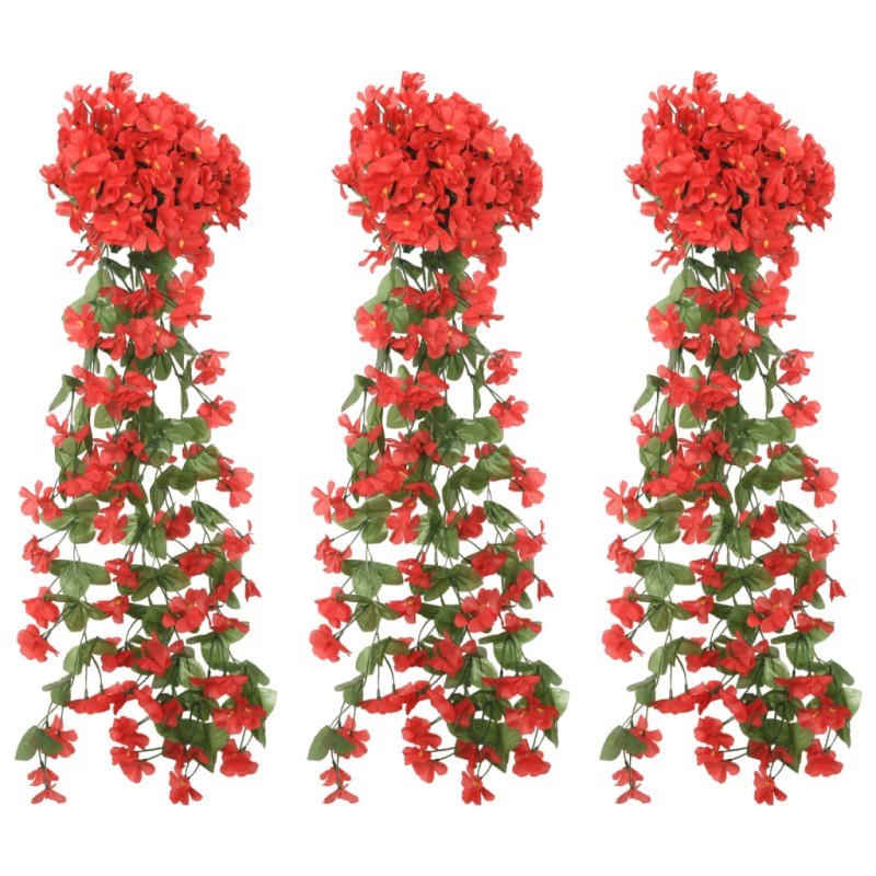 Grinaldas de flores artificiais 3 pcs 85 cm vermelho-Coroas de flores e grinaldas-Home Retail