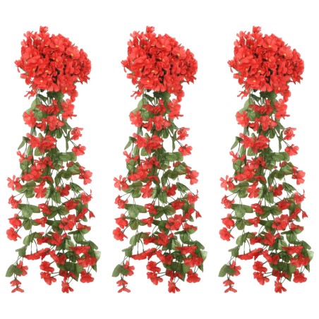 Grinaldas de flores artificiais 3 pcs 85 cm vermelho