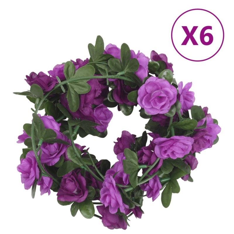 Grinaldas de flores artificiais 6 pcs 240 cm roxo claro-Coroas de flores e grinaldas-Home Retail