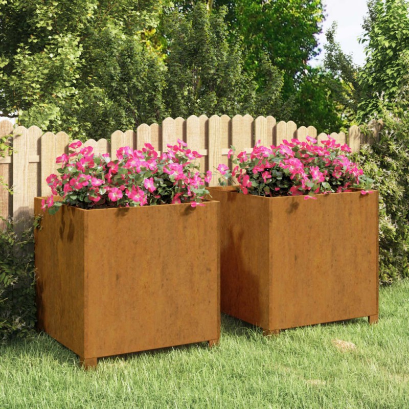 Vaso/floreira c/ pernas 2 pcs 49x47x50cm aço corten enferrujado-Vasos e floreiras-Home Retail