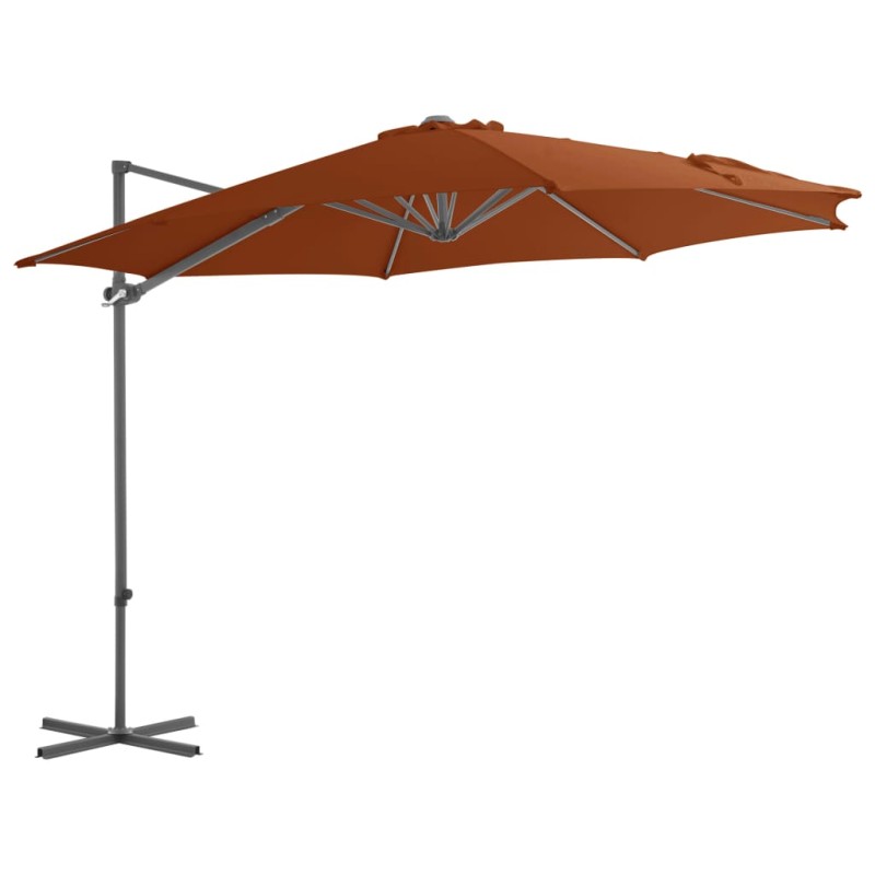 Guarda-sol cantilever com poste de aço 300 cm terracota-Guarda-sóis e telas de varanda-Home Retail