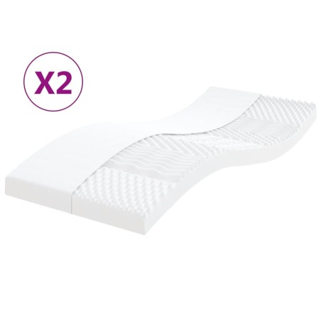 Colchões de espuma 2 pcs 90x200 cm 7 zonas dureza 20 ILD branco