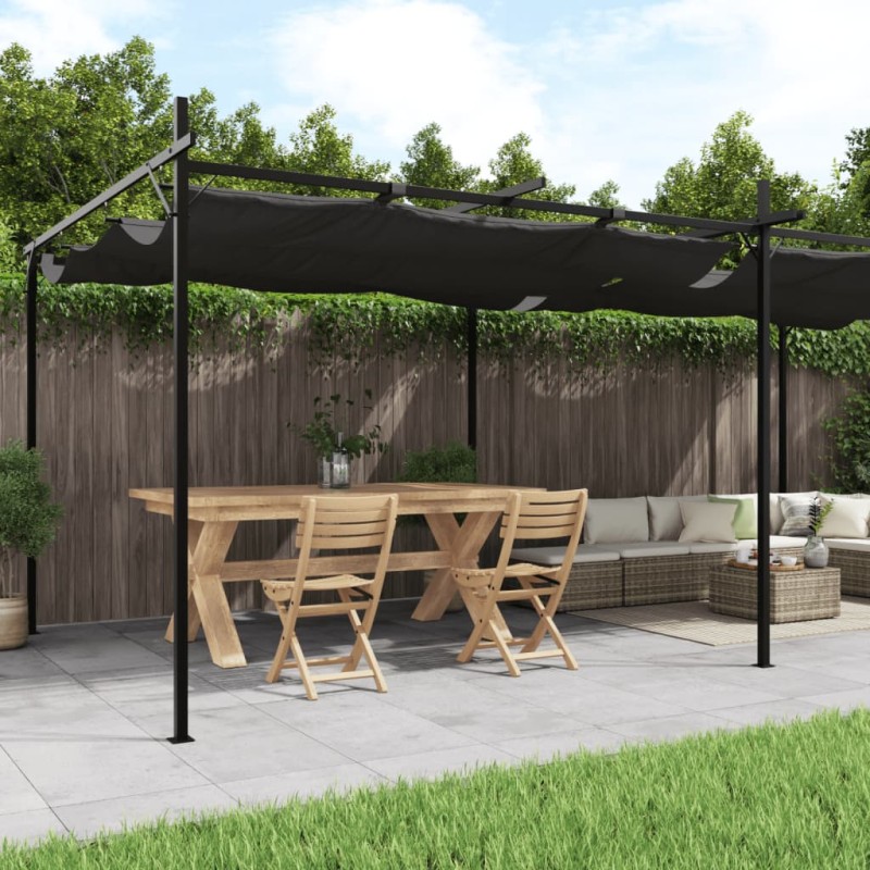 Pérgola com toldo retrátil 589x292x230 cm cor antracite-Toldos e gazebos-Home Retail