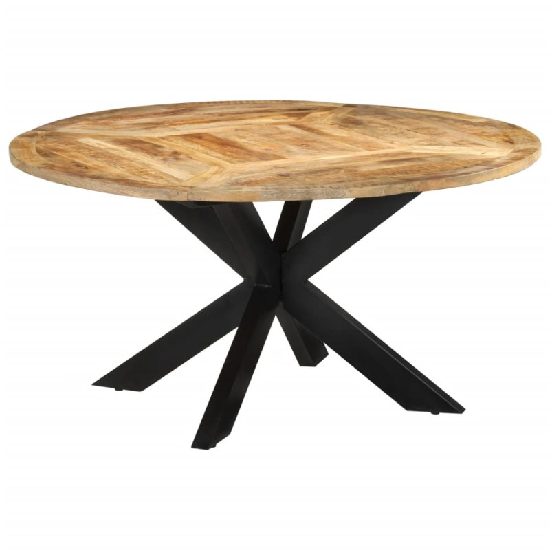 Mesa de jantar Ø150x76 cm madeira de mangueira maciça áspera-Mesas de cozinha e de sala de jantar-Home Retail