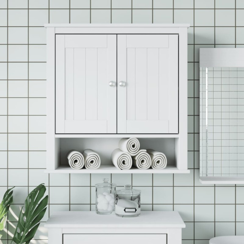 Móvel de parede p/ WC BERG 69,5x27x71,5cm madeira maciça branco-Conjuntos de móveis para casa de banho-Home Retail