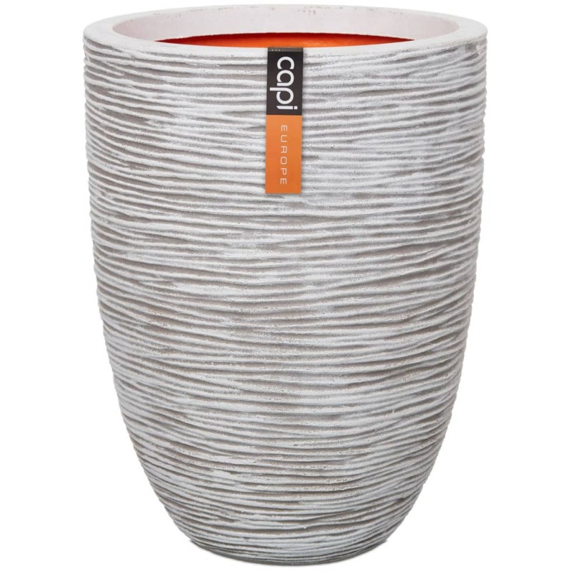 Capi Vaso elegante e baixo Nature Rib 46x58 cm marfim KOFI783-Vasos e floreiras-Home Retail