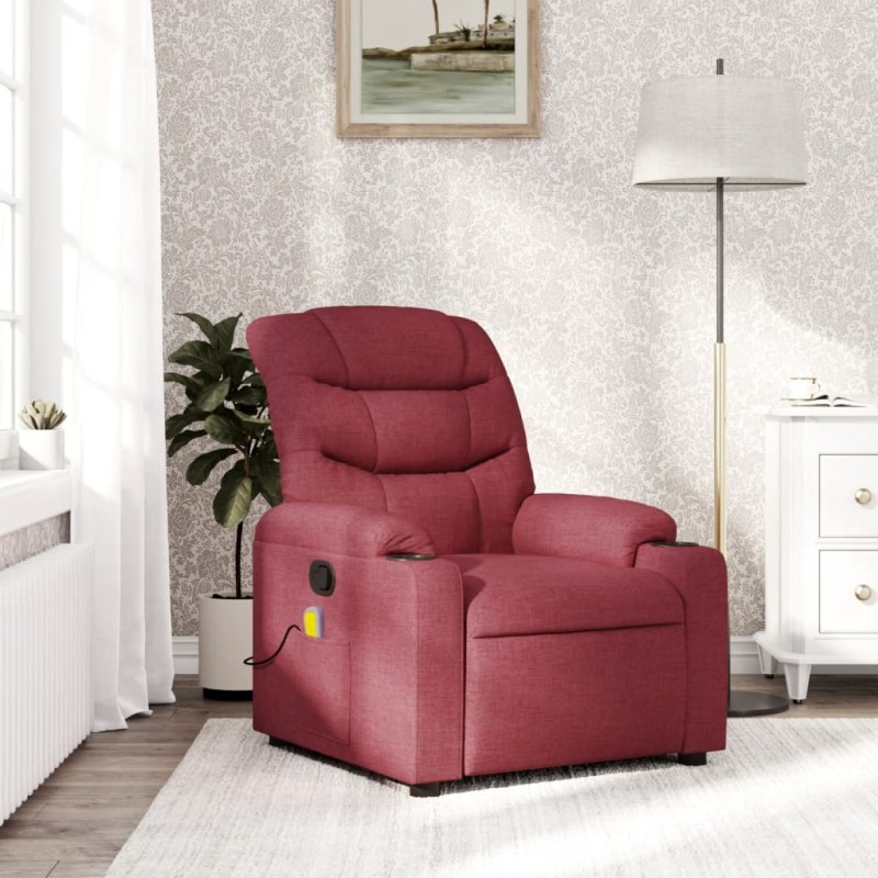 Poltrona de massagens reclinável tecido vermelho tinto-Poltronas-Home Retail