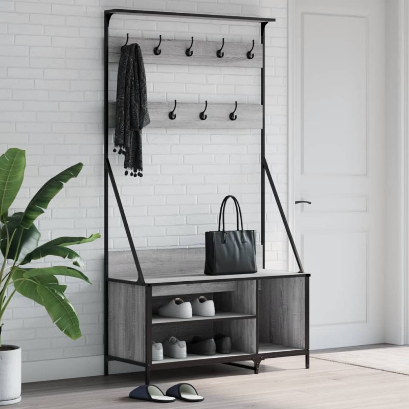 Bengaleiro com arrumação calçado 100x41x184 cm cinza sonoma-Cabides para vestidos-Home Retail