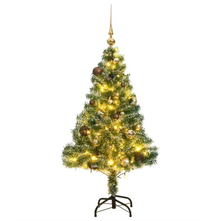 Árvore de Natal artificial c/ 150 LEDs conj. bolas e neve 120cm