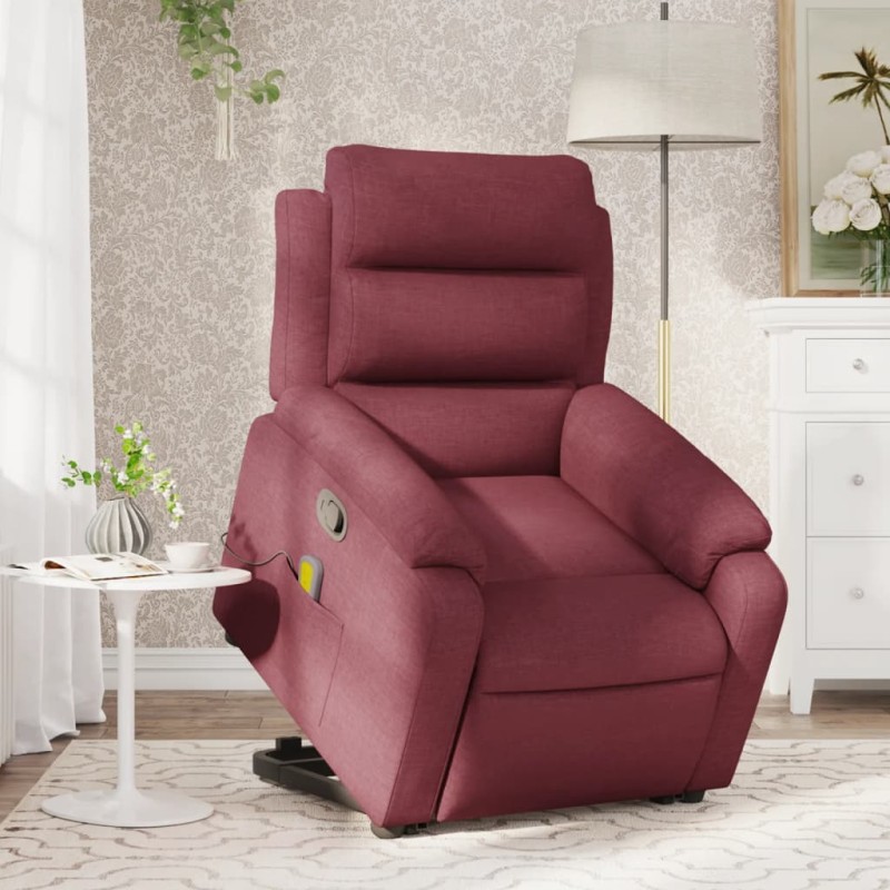 Poltrona de massagens reclin. elevatória tecido vermelho tinto-Poltronas-Home Retail