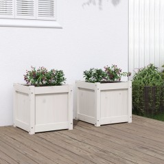 Vasos/floreiras de jardim 2 pcs madeira de pinho maciça branco