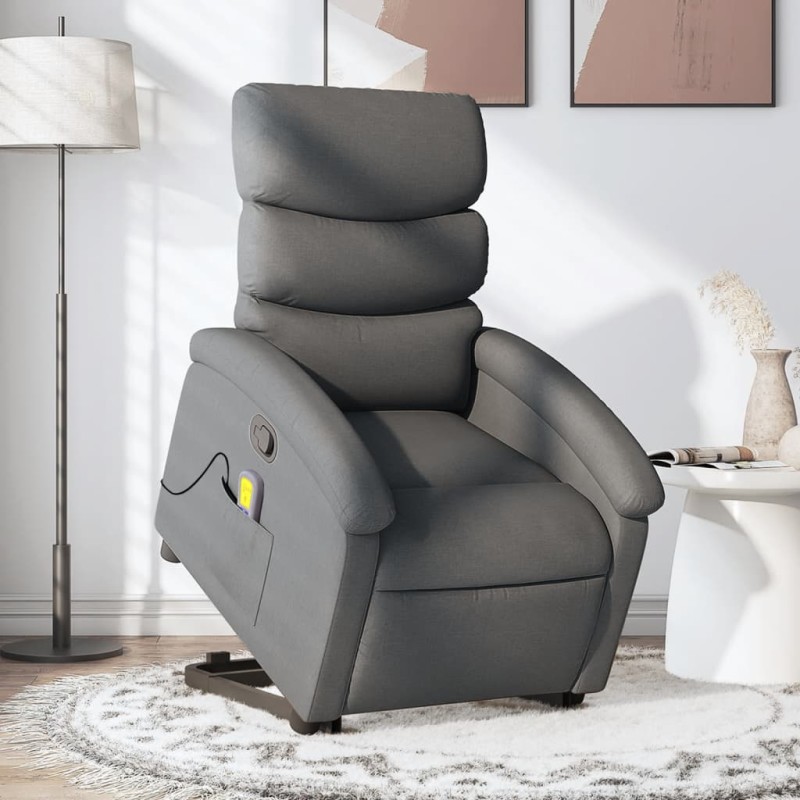 Poltrona elevatória de massagens tecido cinzento-escuro-Poltronas-Home Retail