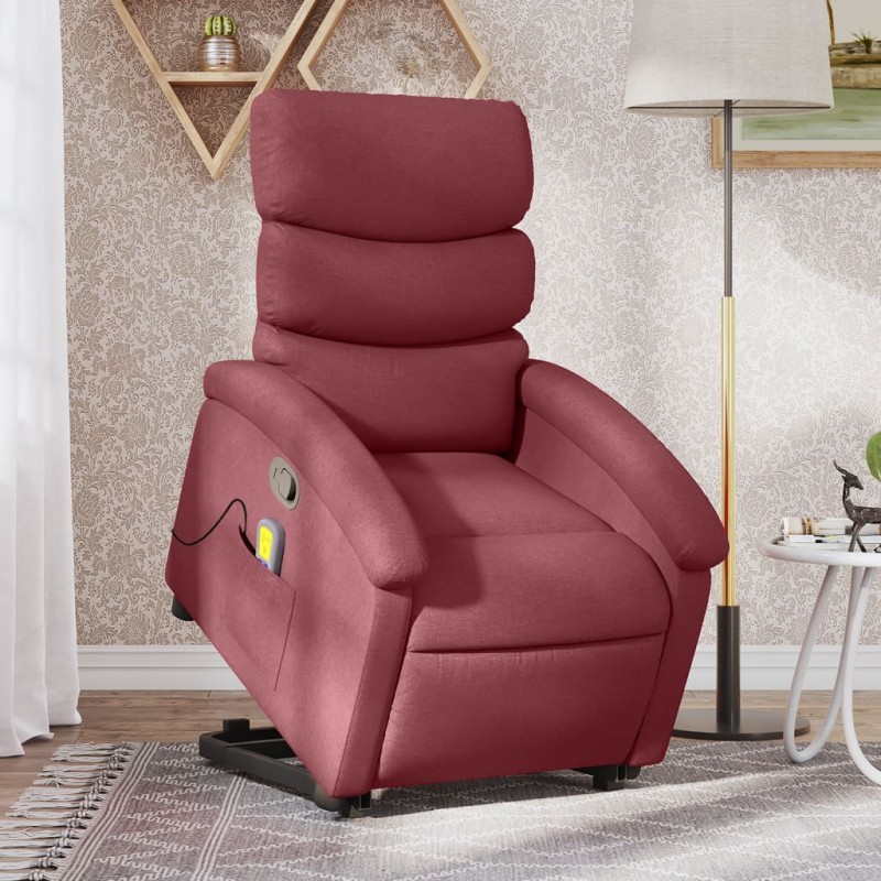 Poltrona de massagens reclin. elevatória tecido vermelho tinto-Poltronas-Home Retail