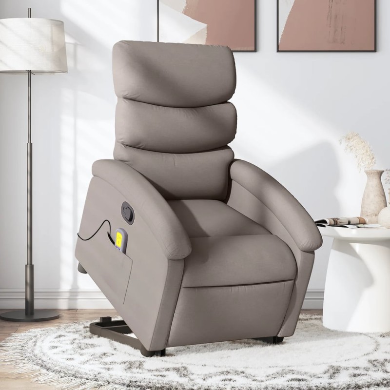 Poltrona elevatória de massagens tecido cinzento-acastanhado-Poltronas-Home Retail