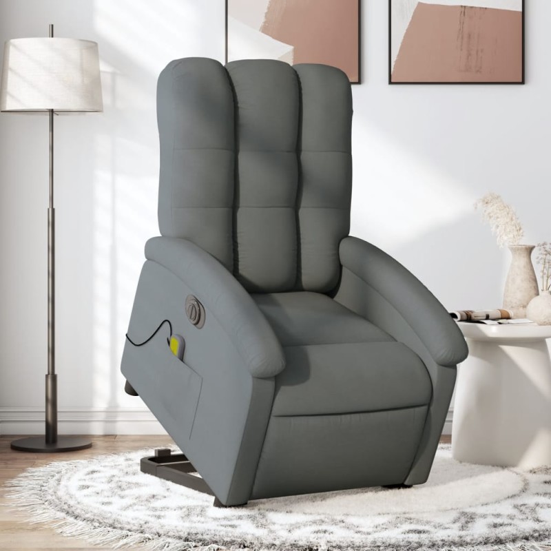 Poltrona elétrica elevatória massagens tecido cinzento-escuro-Poltronas-Home Retail