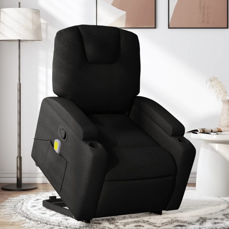 Poltrona de massagens reclinável elevatória tecido preto-Poltronas-Home Retail