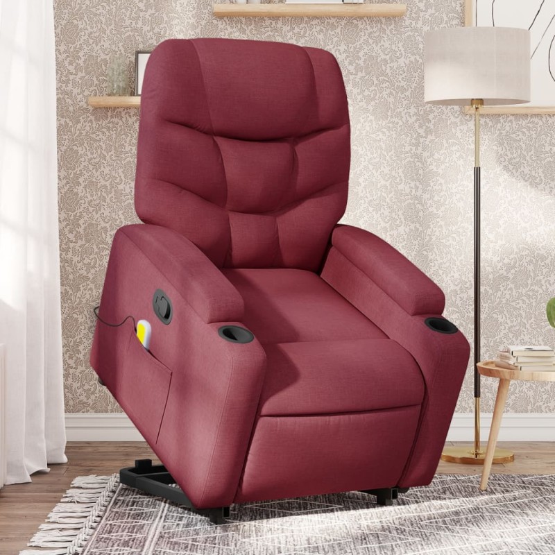 Poltrona de massagens reclin. elevatória tecido vermelho tinto-Poltronas-Home Retail