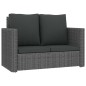 2 pcs conjunto lounge de jardim c/ almofadões vime PE cinzento