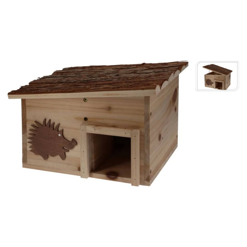 ProGarden Casa para ouriço 34x28x22 cm madeira c/ casca de árvore-Casotas e gaiolas para animais pequenos-Home Retail