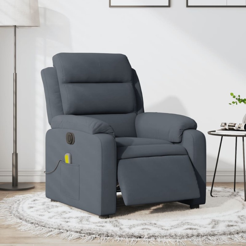 Poltrona de massagens reclinável elétrica veludo cinza-escuro-Poltronas-Home Retail