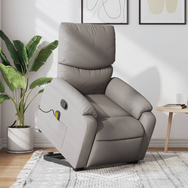 Poltrona elevatória de massagens tecido cinzento-acastanhado-Poltronas-Home Retail