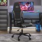 Cadeira gaming massagens couro artificial preto e cinzento