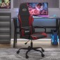 Cadeira gaming massagens couro artificial preto/vermelho tinto