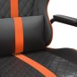 Cadeira gaming massagens couro artificial preto e laranja