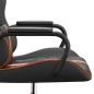 Cadeira gaming massagens couro artificial preto e laranja