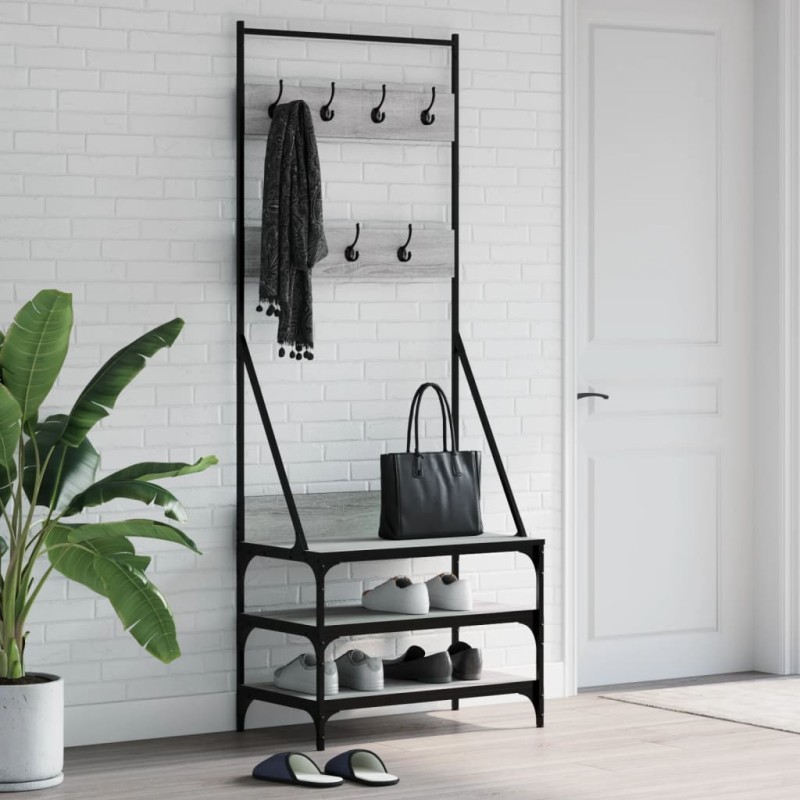 Bengaleiro com arrumação calçado 70x40x184 cm cinzento sonoma-Cabides para vestidos-Home Retail