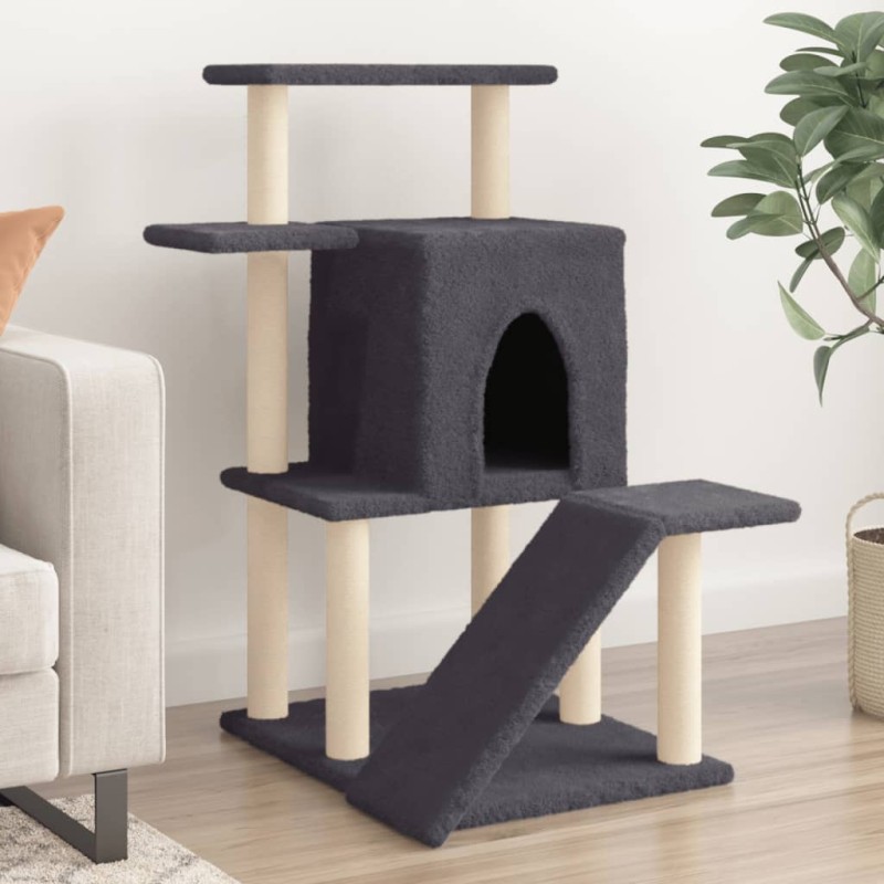 Árvore p/ gatos c/ postes arranhadores sisal 97 cm cinza-escuro-Móveis para gatos-Home Retail