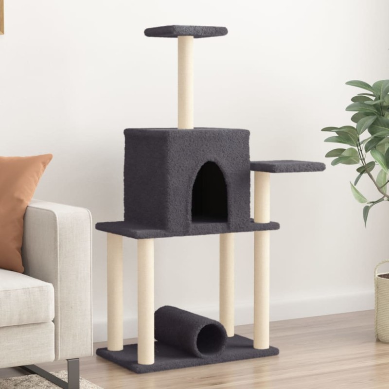 Árvore p/ gatos c/ postes arranhadores sisal 122cm cinza-escuro-Móveis para gatos-Home Retail