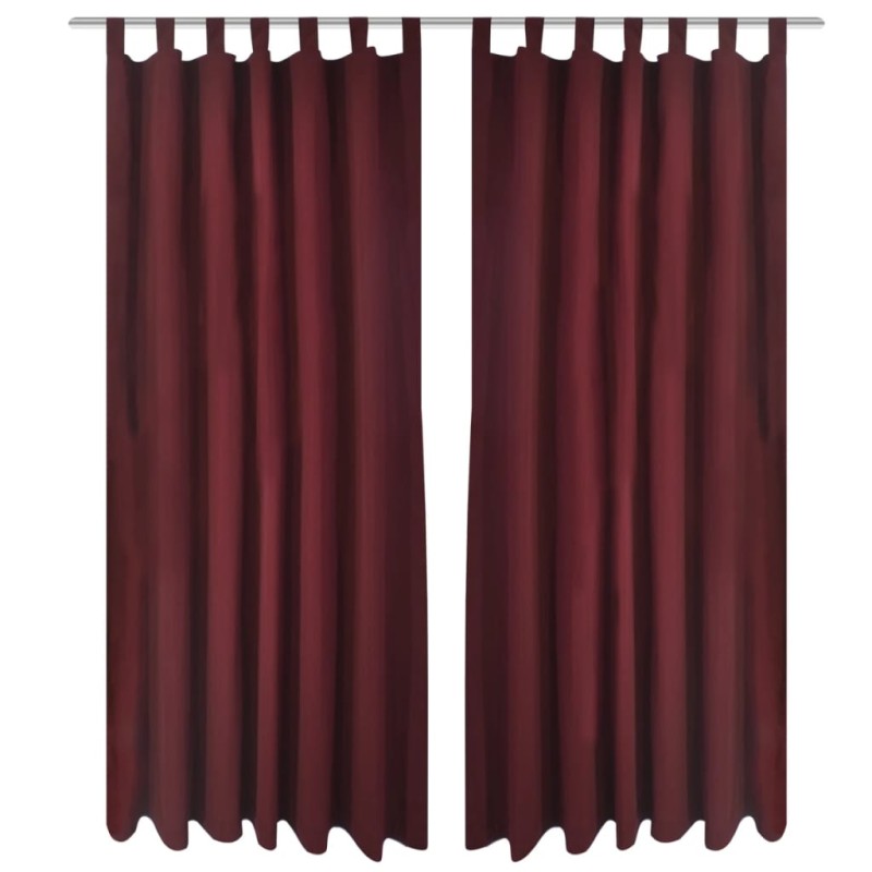 Cortinas de cetim com laços, 2 pcs, bordô, 140 x 245 cm-Persianas e cortinas-Home Retail