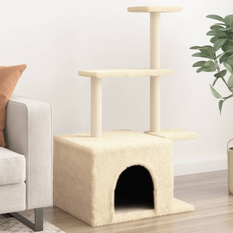 Árvore para gatos c/ postes arranhadores sisal 110 cm cor creme-Móveis para gatos-Home Retail