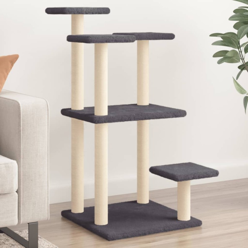 Postes arranhadores p/ gatos c/ plataformas 98,5cm cinza-escuro-Móveis para gatos-Home Retail