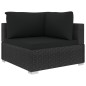 4 pcs conjunto lounge de jardim c/ almofadões vime PE preto