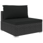 4 pcs conjunto lounge de jardim c/ almofadões vime PE preto