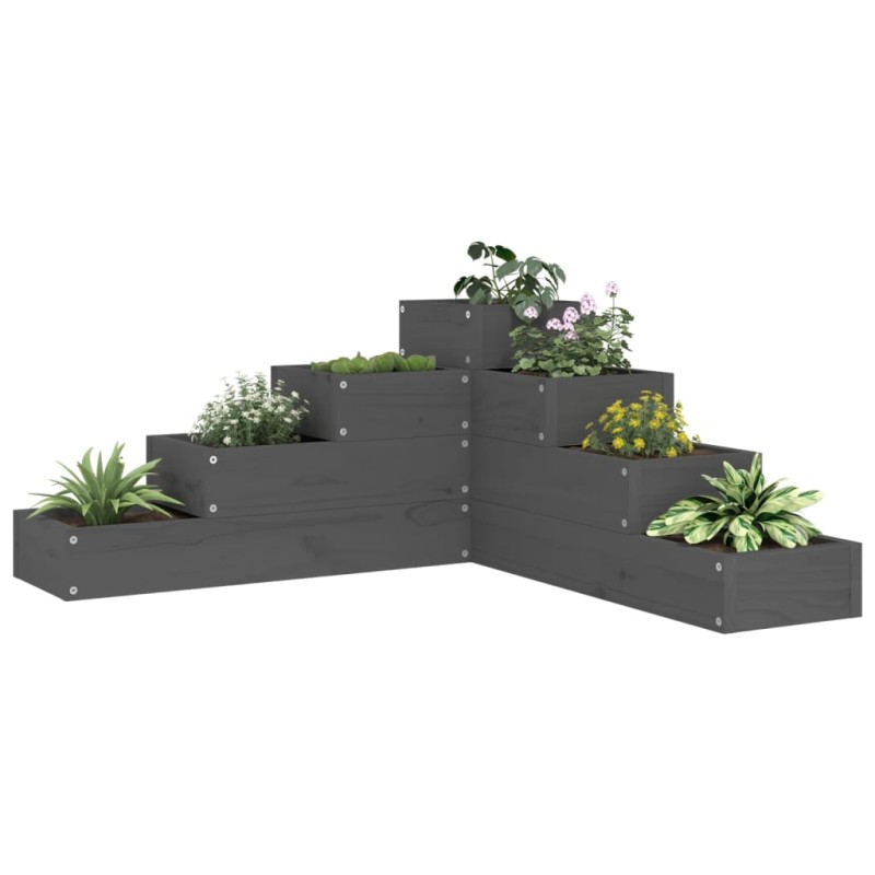 Floreira de jardim c/ 4 níveis 80,5x79x36cm pinho maciço cinza-Vasos e floreiras-Home Retail