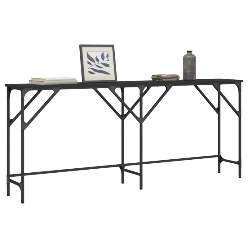 Mesa consola 180x29x75 cm derivados de madeira preto-Mesas de apoio-Home Retail