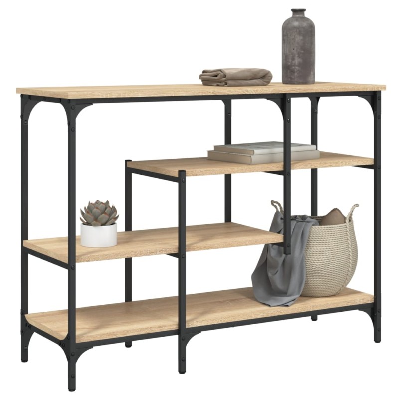 Mesa consola c/ prateleiras 100x35x75 cm carvalho sonoma-Mesas de apoio-Home Retail