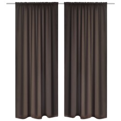 2 pcs cortinas opacas com barra de franzir 135 x 245 cm castanho