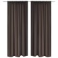 2 pcs cortinas opacas com barra de franzir 135 x 245 cm castanho