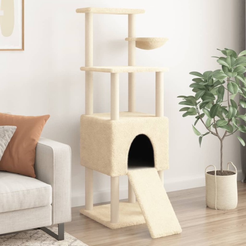 Árvore para gatos c/ postes arranhadores sisal 153 cm cor creme-Móveis para gatos-Home Retail