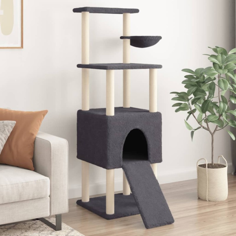 Árvore p/ gatos c/ postes arranhadores sisal 153cm cinza-escuro-Móveis para gatos-Home Retail