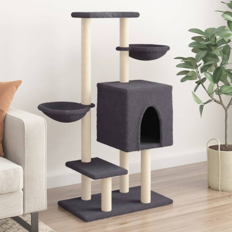 Árvore p/ gatos c/ postes arranhadores sisal 117cm cinza-escuro-Móveis para gatos-Home Retail