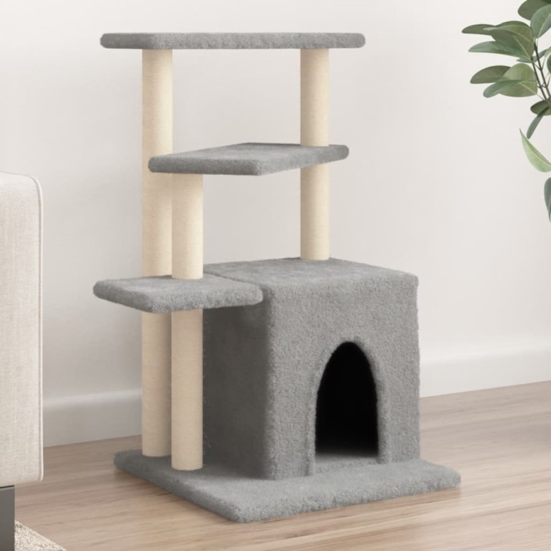 Árvore p/ gatos c/ postes arranhadores sisal 83,5cm cinza-claro-Móveis para gatos-Home Retail