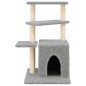 Árvore p/ gatos c/ postes arranhadores sisal 83,5cm cinza-claro